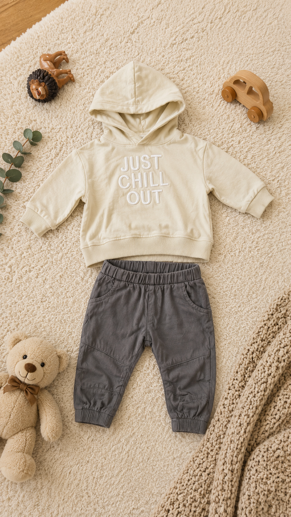 Bequemes 2-teiliges Outfit in neutralen Farben