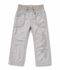 Hose Grau Blumen-Stickerei