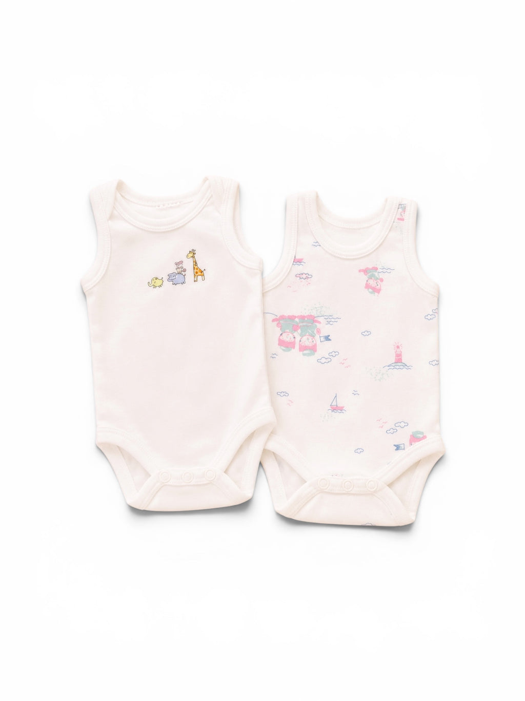 2er-Set ärmellose Bodys mit Tiermotiven
