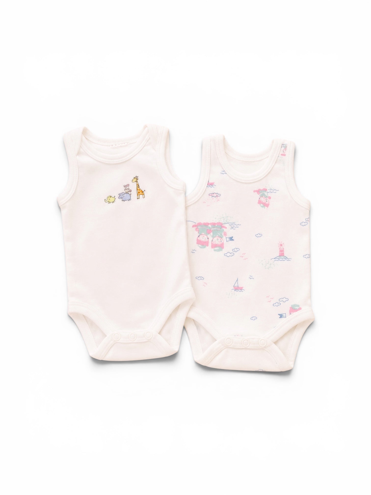 2er-Set ärmellose Bodys mit Tiermotiven