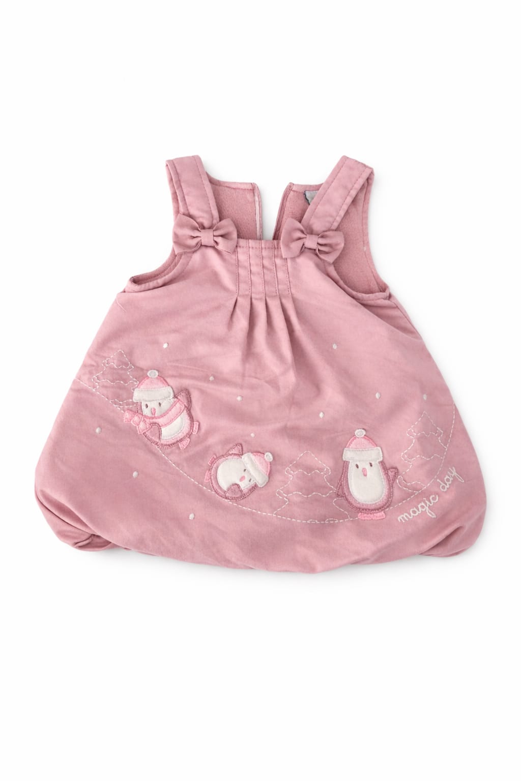 🐧Robe bébé rose doublée à motifs pingouins