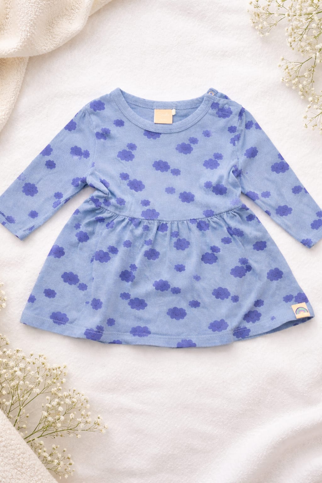 Baby dress with cloud print