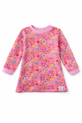 Mädchen Langarmshirt Pink mit Blumenmuster 100% Baumwolle