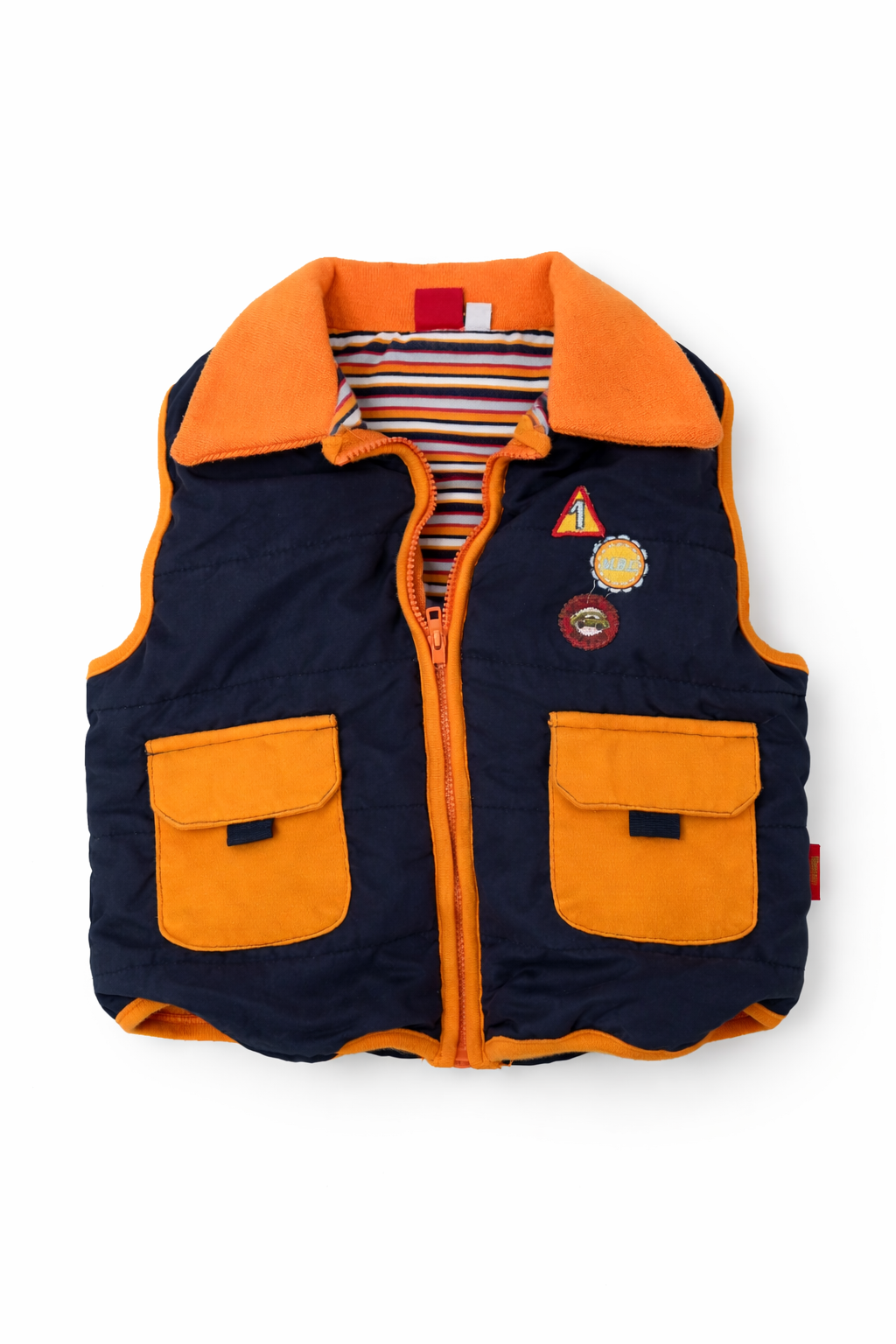 Kinder Steppweste Blau/Orange mit Taschen