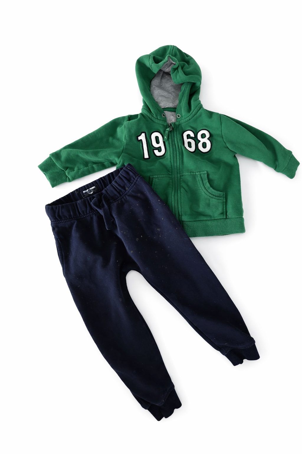 Kinder Outfit Hoodie Grün & Jogginghose Blau