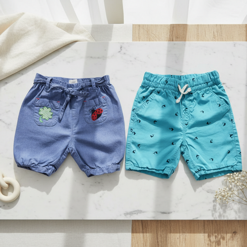 2 Kinder Shorts Blau/Türkis