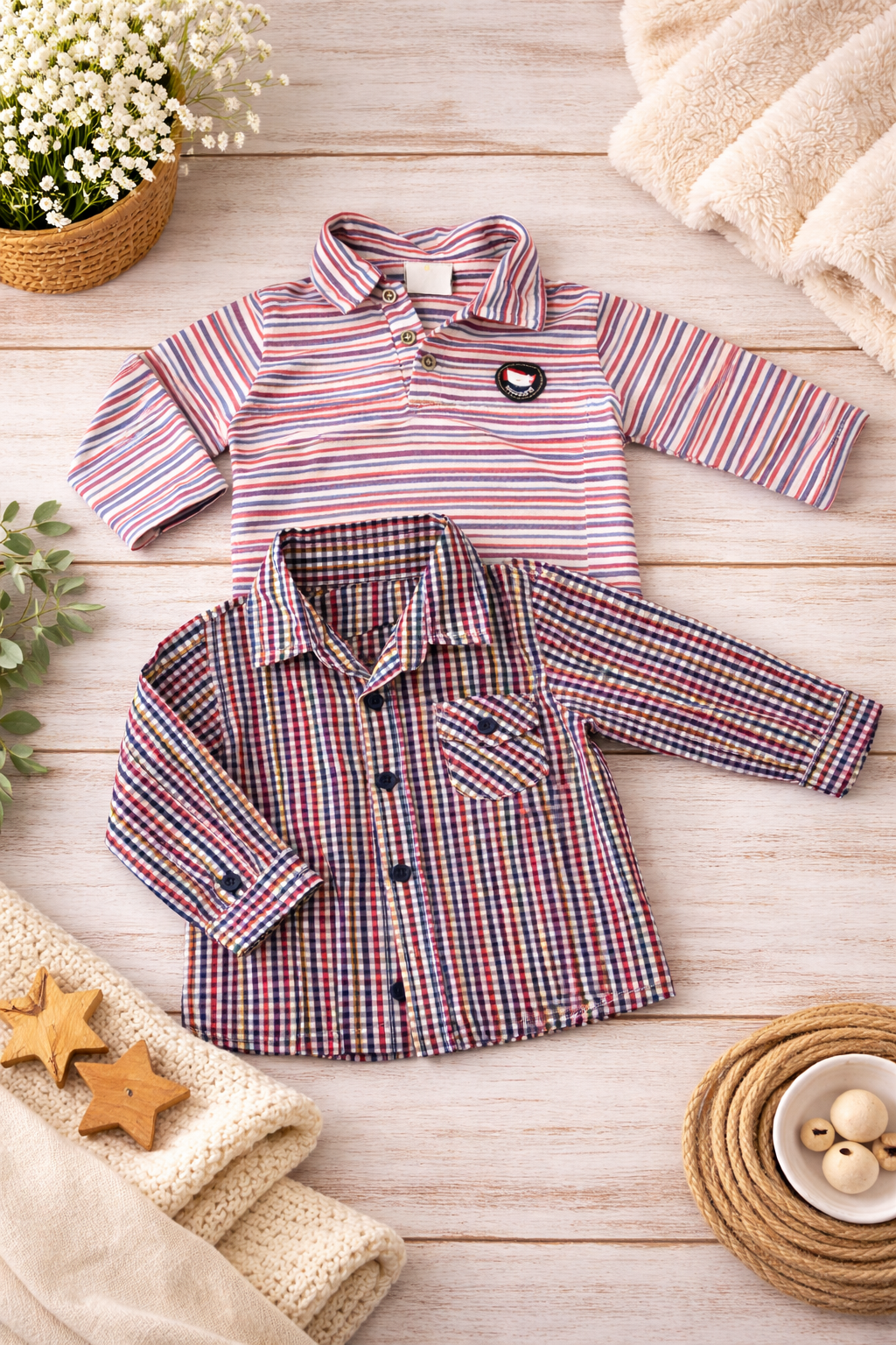 2 Kinder Oberteile – Langarmshirt & Hemd