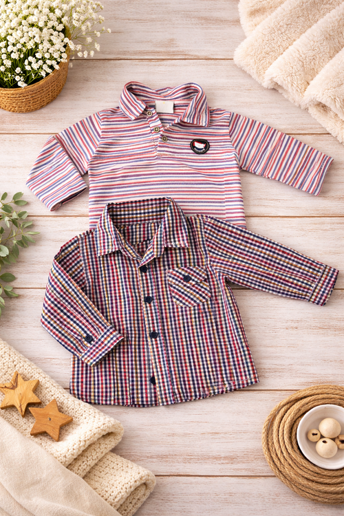 2 Kinder Oberteile – Langarmshirt & Hemd