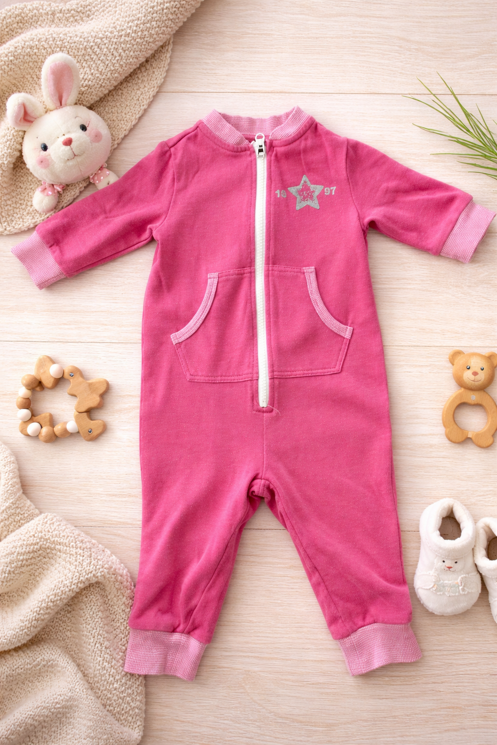 Grenouillère bébé douce – Rose