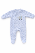 Cuddly Soft Baby Romper with Elephant Motif – Light Blue