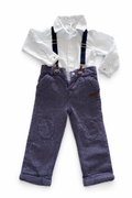 Ensemble élégant chemise et pantalon à bretelles