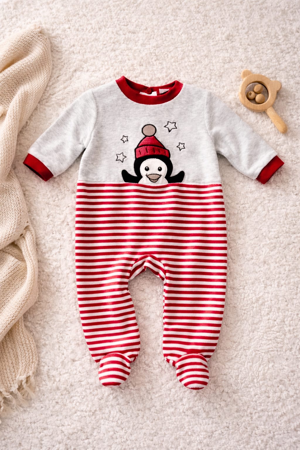 Grenouillère avec motif pingouin