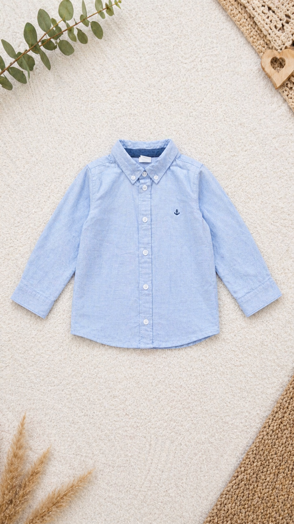 Baby Hemd – Hellblau mit Anker