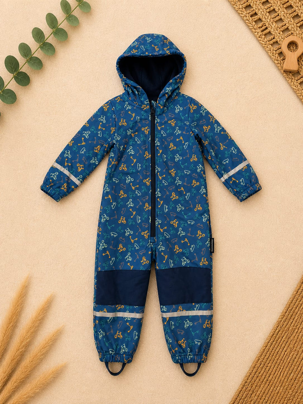 Kinder Regenanzug / Outdoor Overall Blau mit Muster