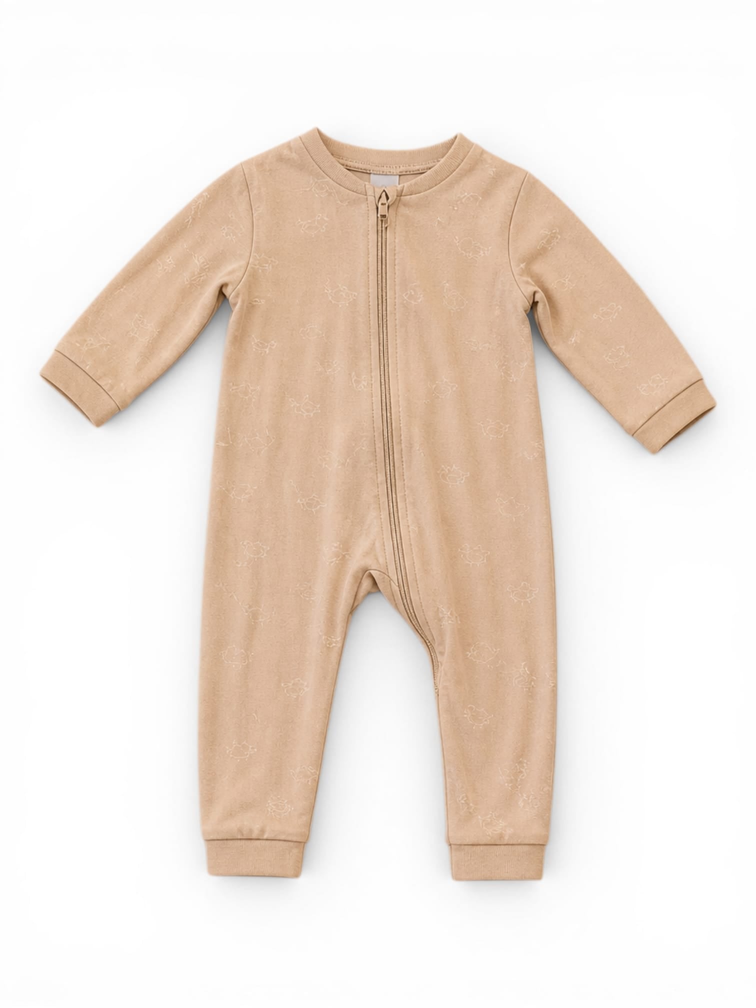 Baby Overall / Schlafanzug Beige mit Reißverschluss