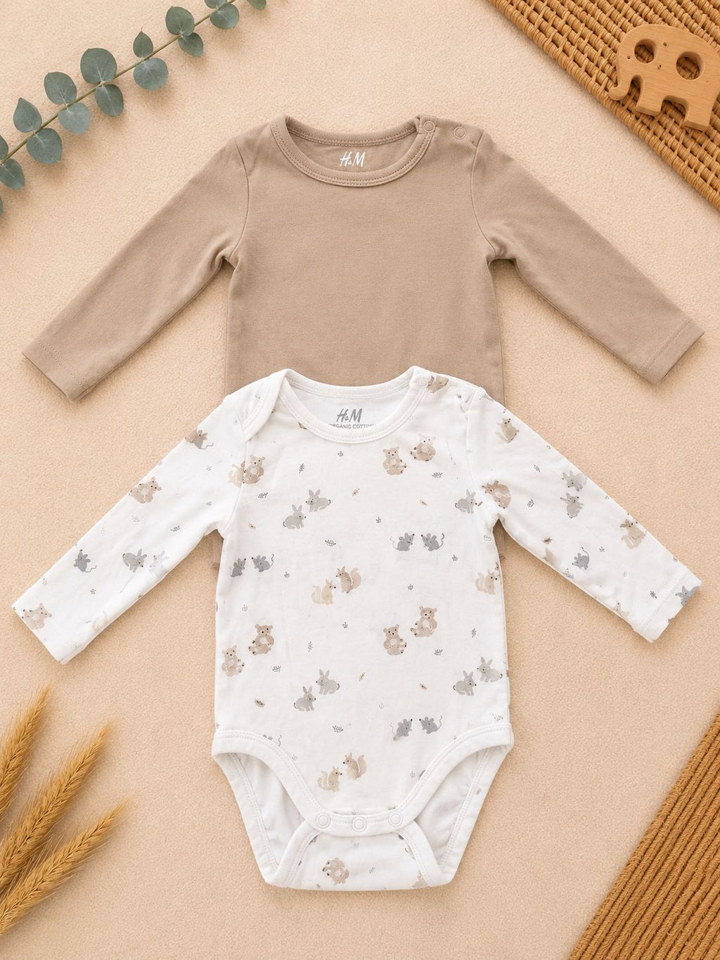 H&M 2er Set Babybodys Tiere