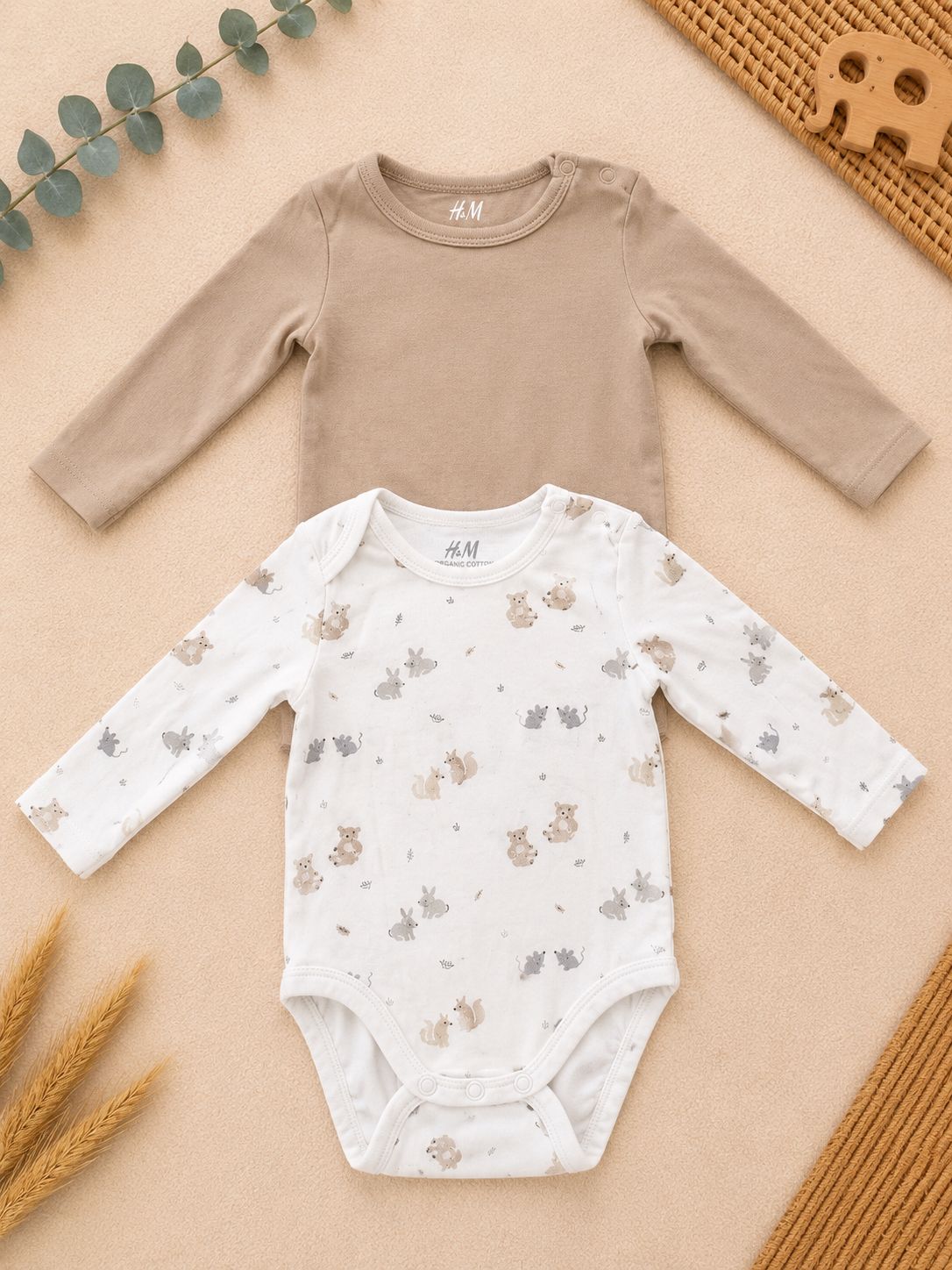 H&M 2er Set Babybodys Tiere