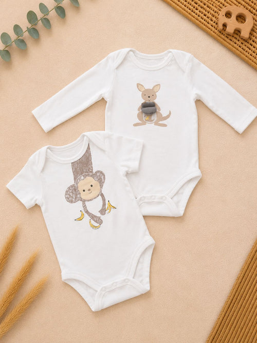 2er Set Babybodys Känguru & Affe