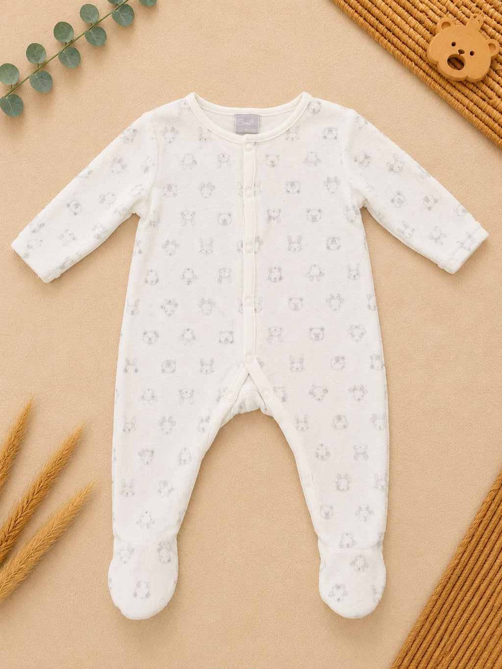 Babystrampler Tiere Weiss