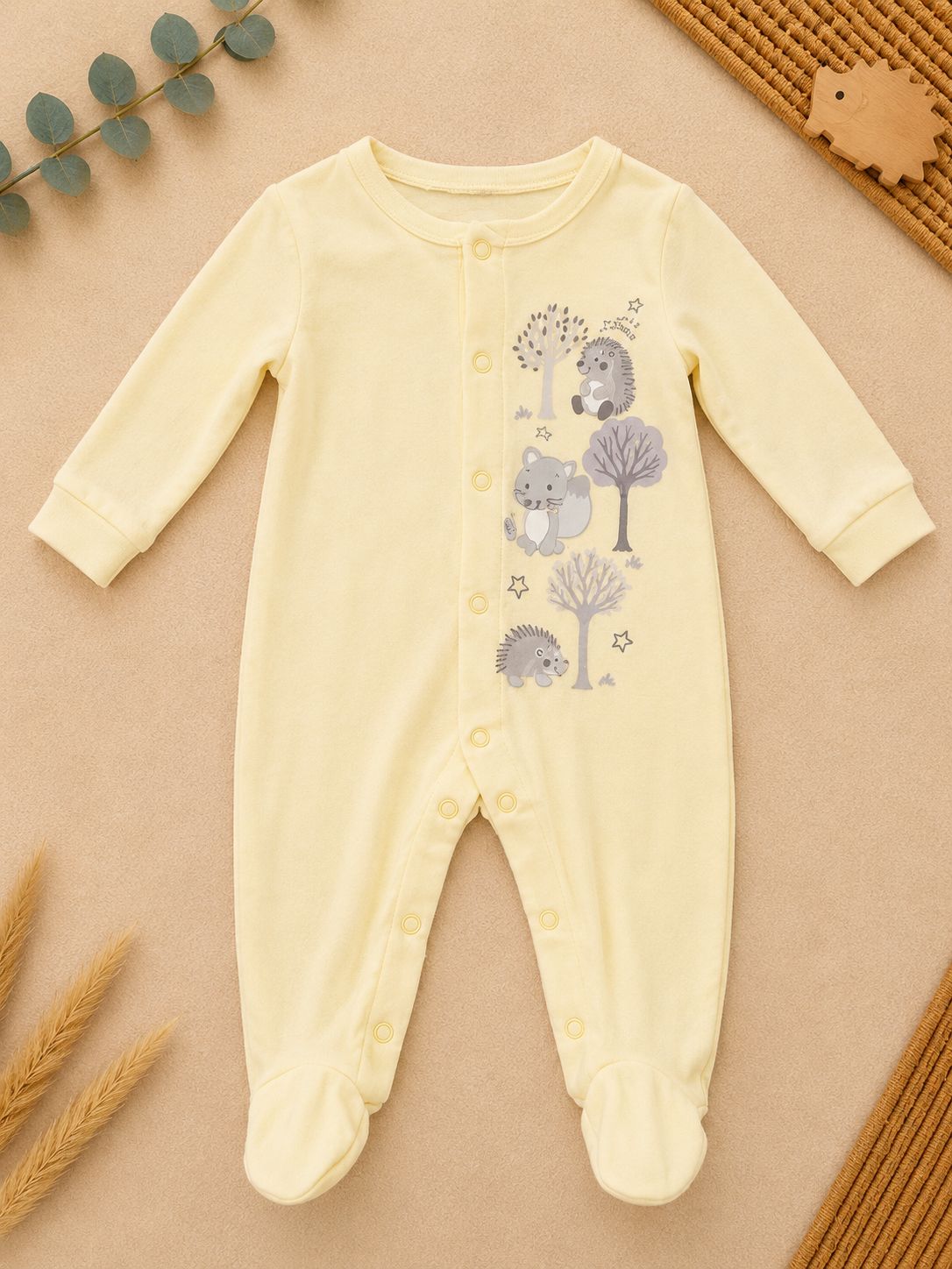 Babystrampler Waldtiere Creme