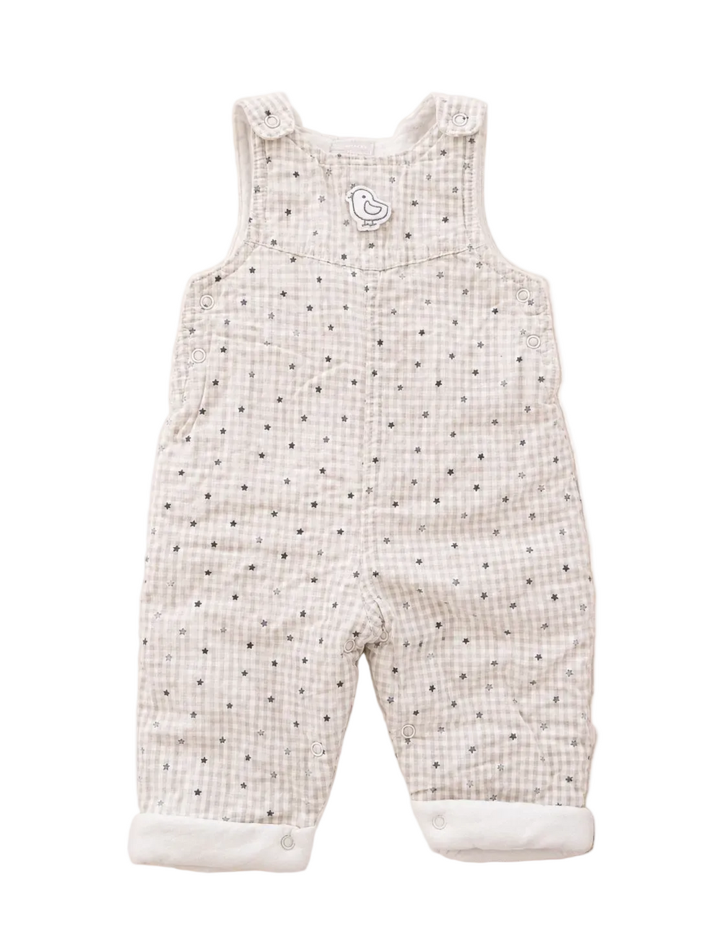 Latzhose Strampler gefüttert Sterne Beige
