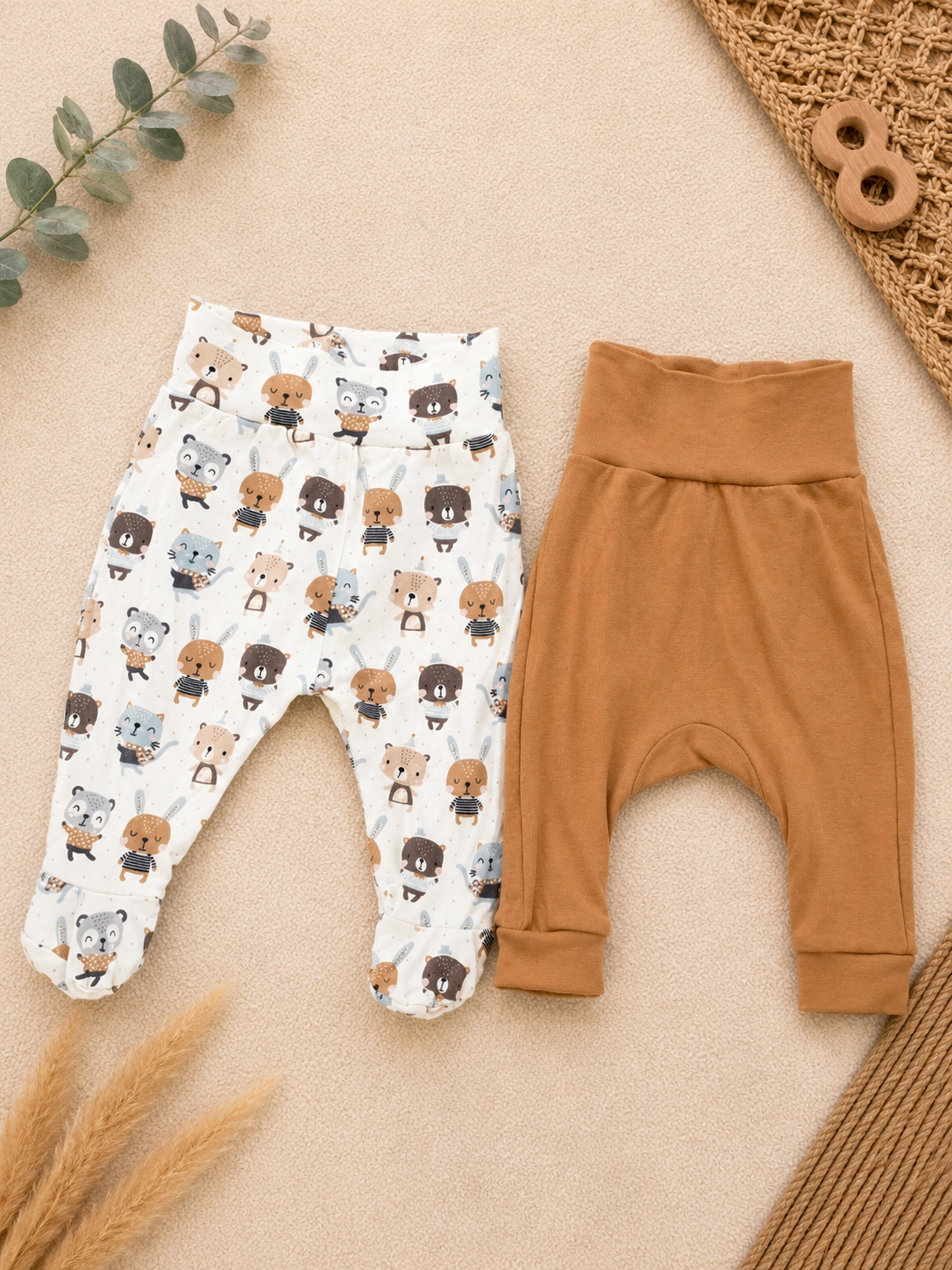 Baby Hosen Set Tiere Braun