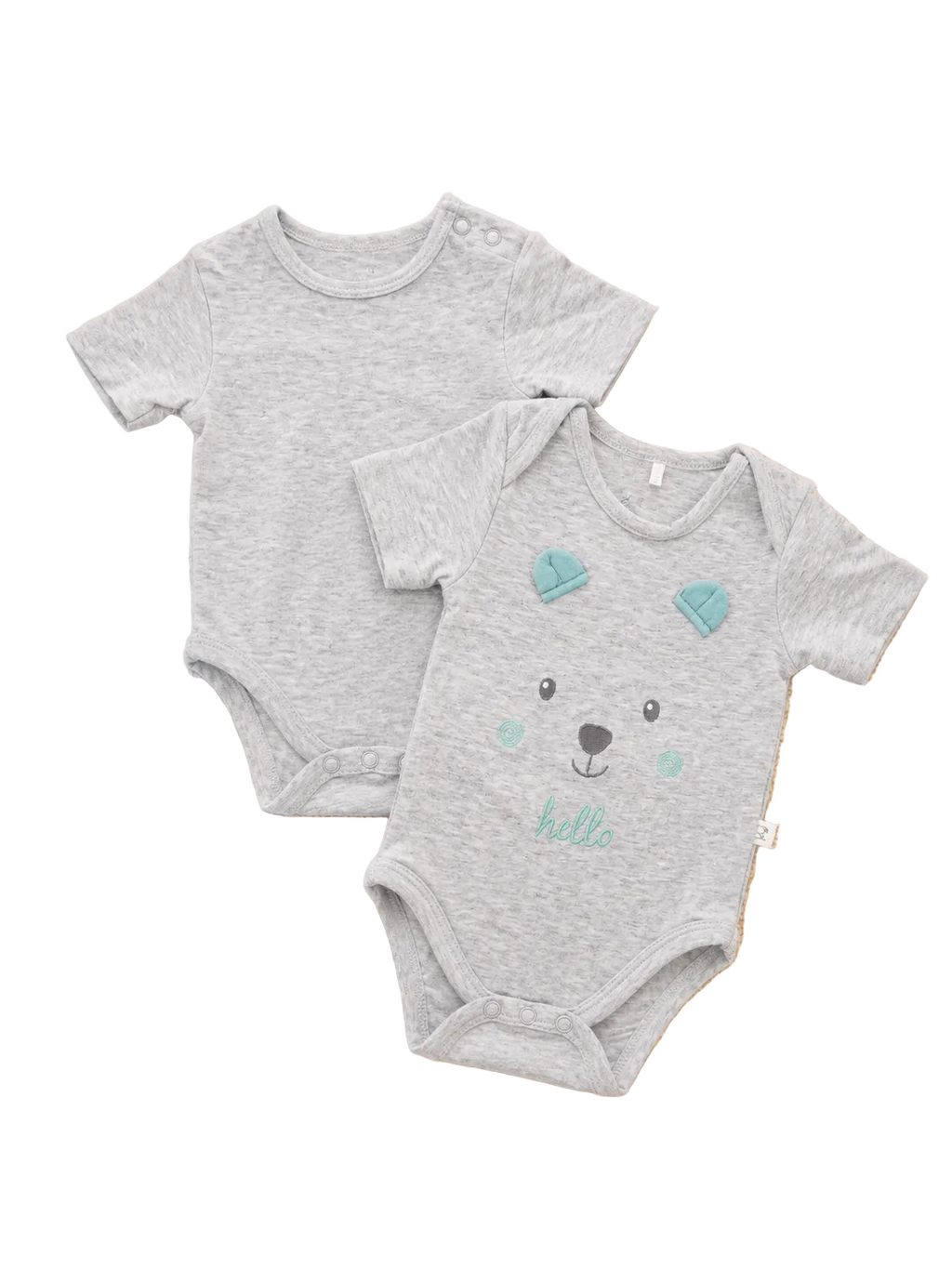2er Set Graue Babybodys mit Bärenmotiv
