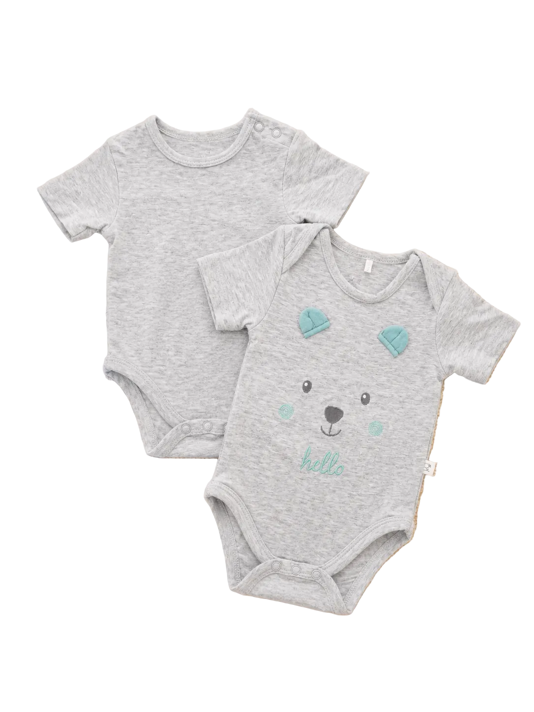 2er Set Graue Babybodys mit Bärenmotiv