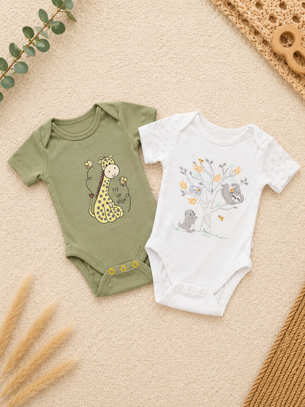 2er Set Babybodys mit Tiermotiven