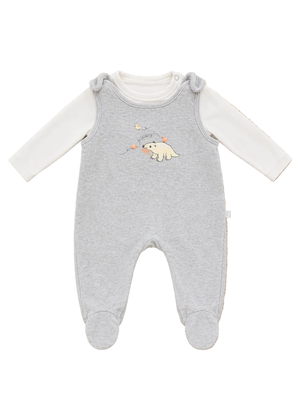 Baby Strampler Grau mit Bärenmotiv
