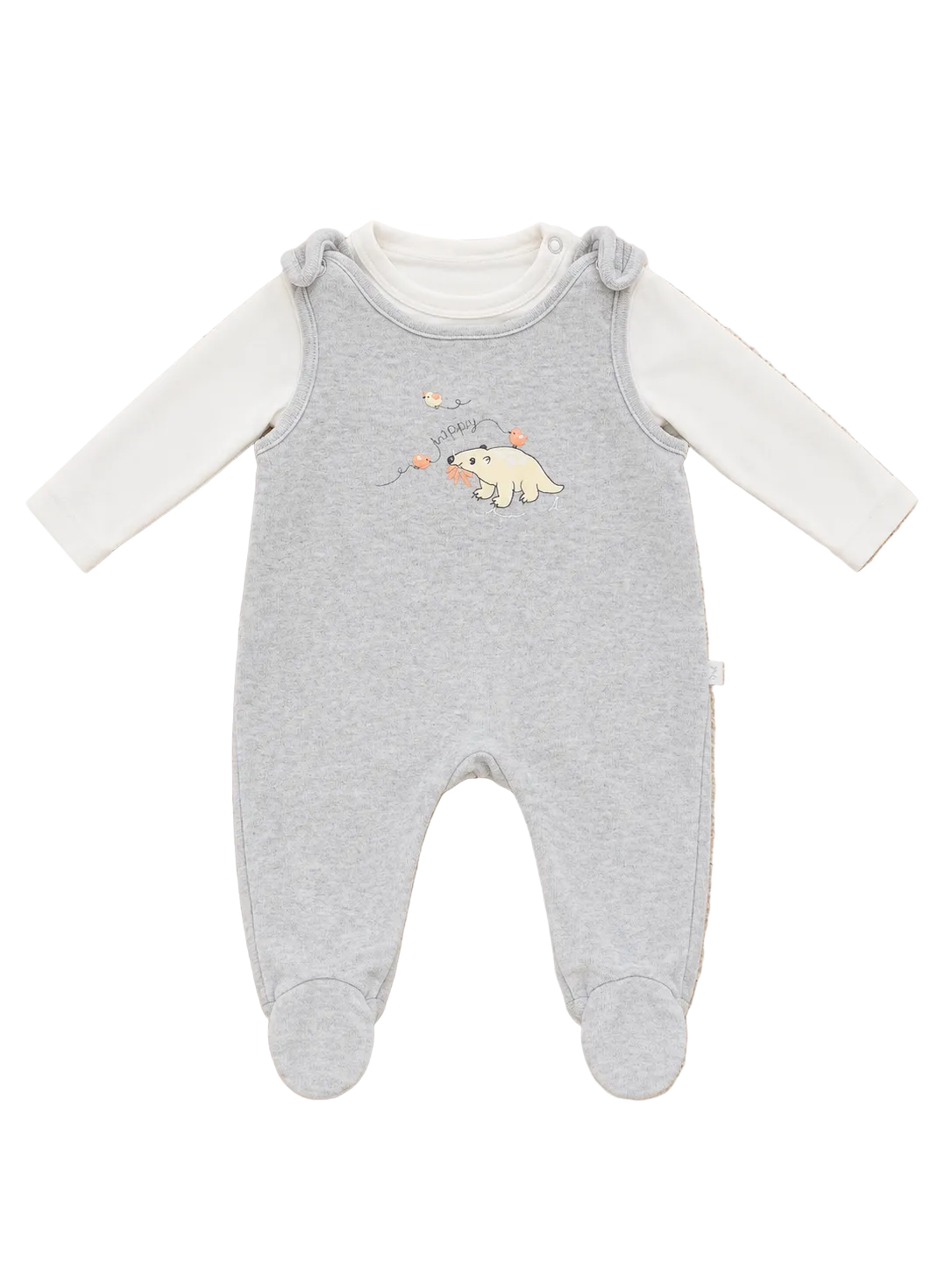 Baby Strampler Grau mit Bärenmotiv