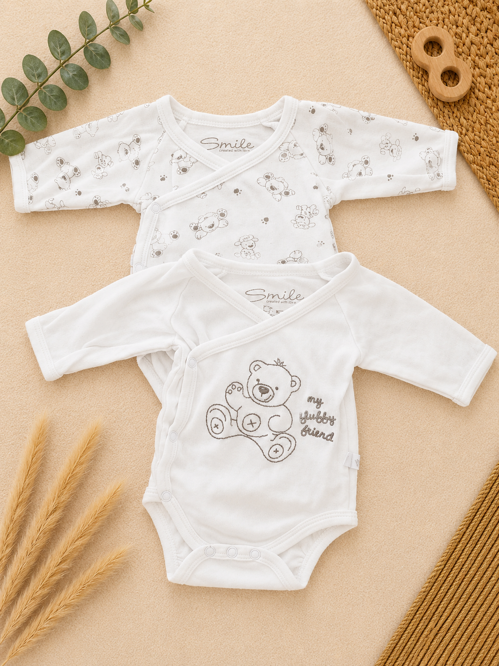 2er Set Wickelbodys Teddy