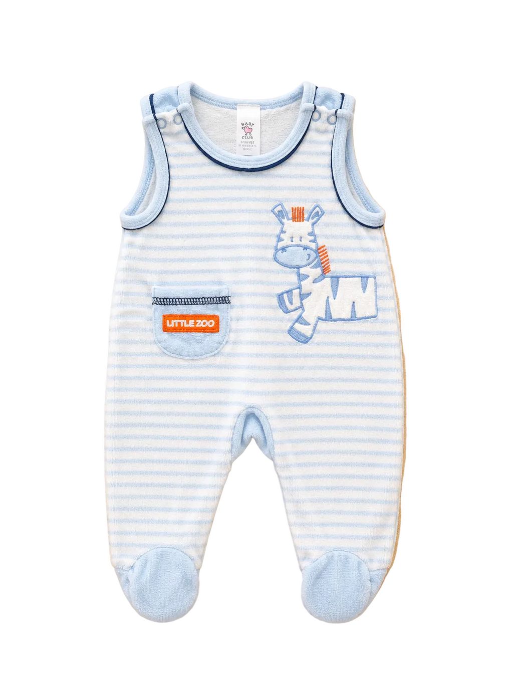 Baby Strampler Hellblau gestreift mit Zebra C&A