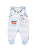 Baby Strampler Hellblau gestreift mit Zebra C&A