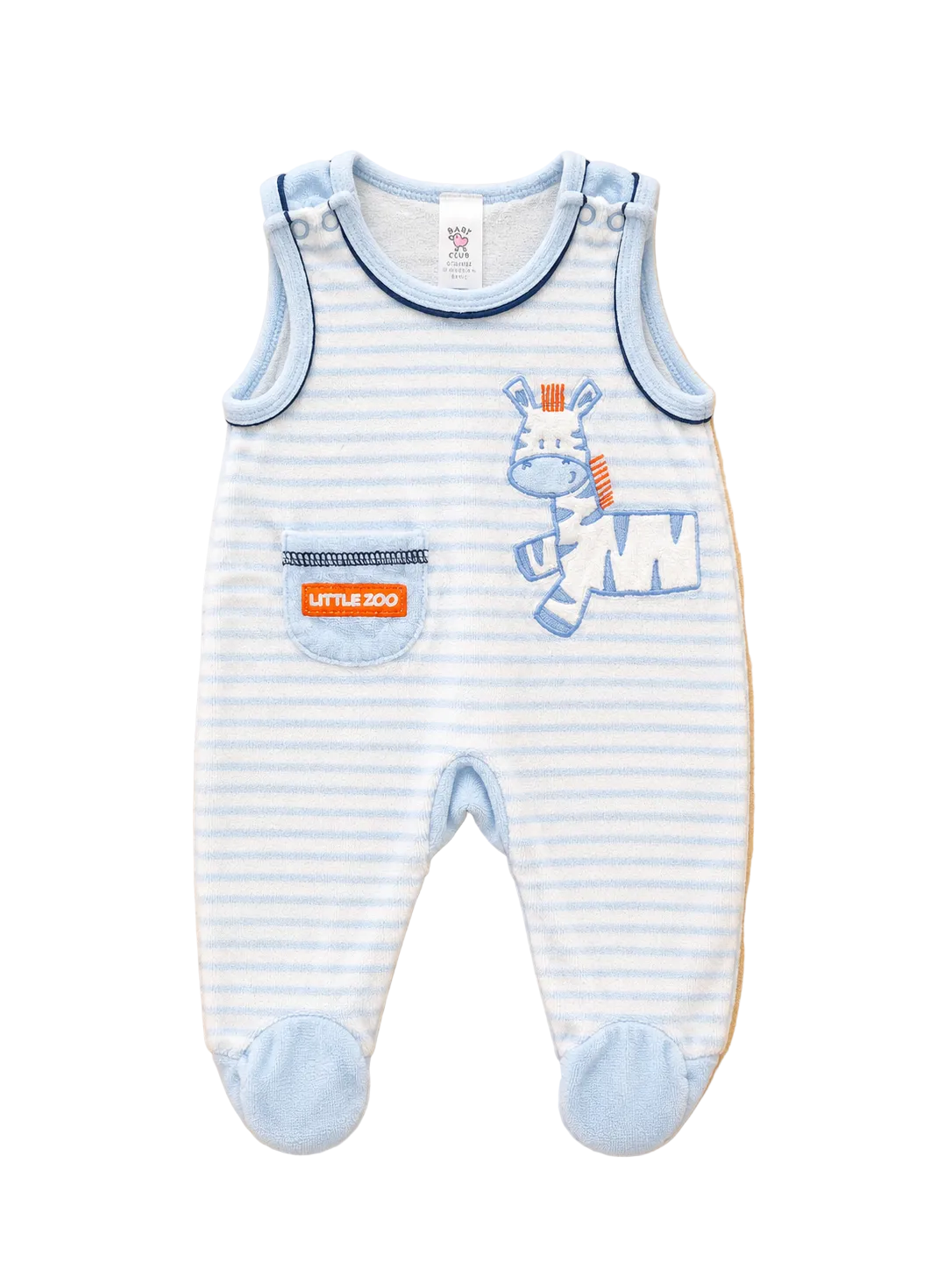 Baby Strampler Hellblau gestreift mit Zebra C&A