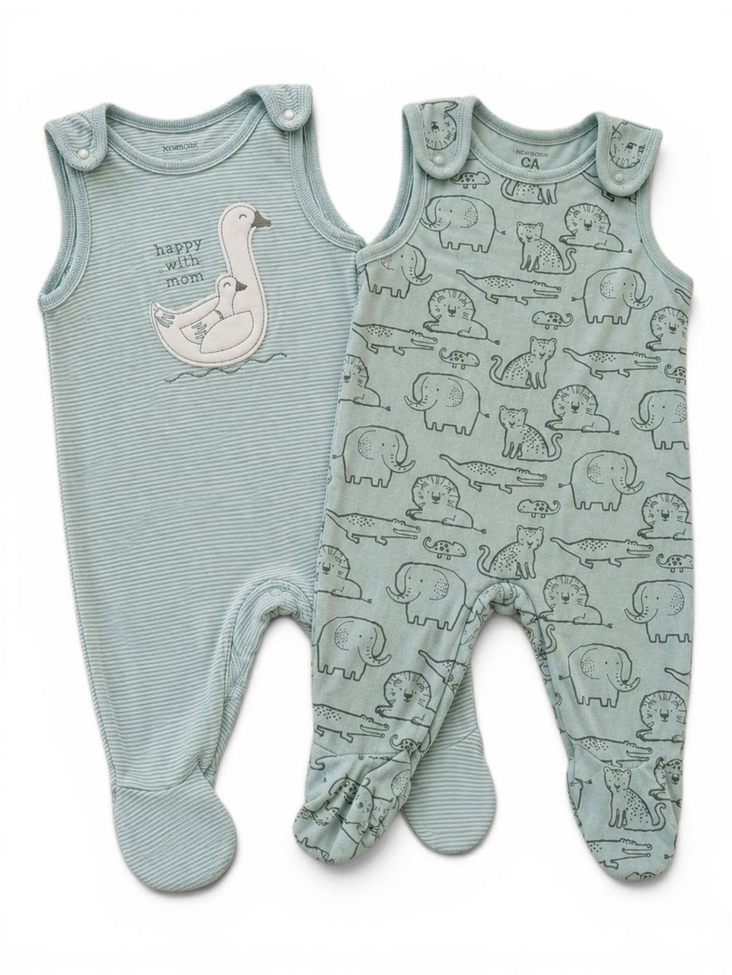 C&A 2er-Pack Strampler Mint Tiere
