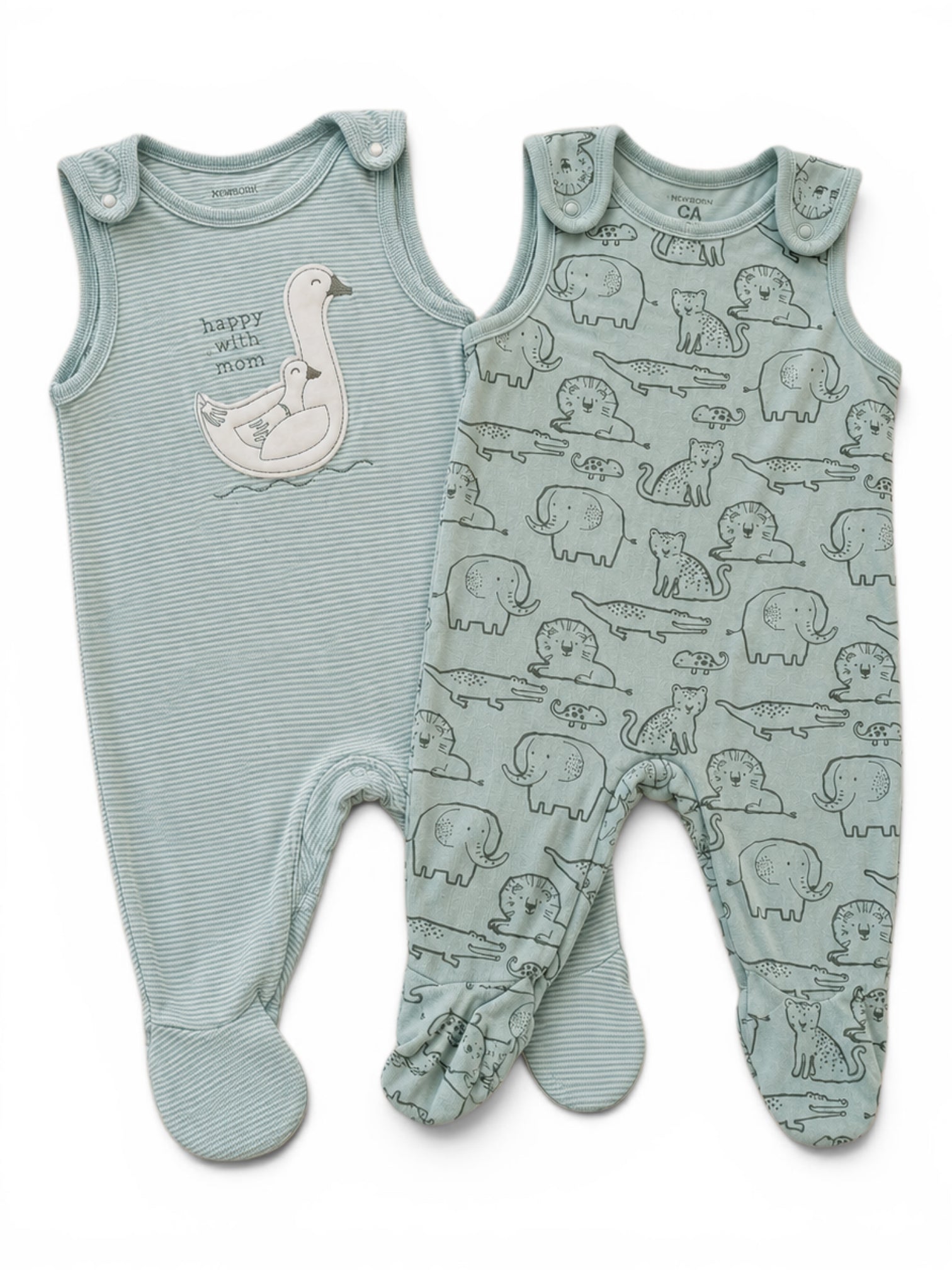 C&A 2er-Pack Strampler Mint Tiere