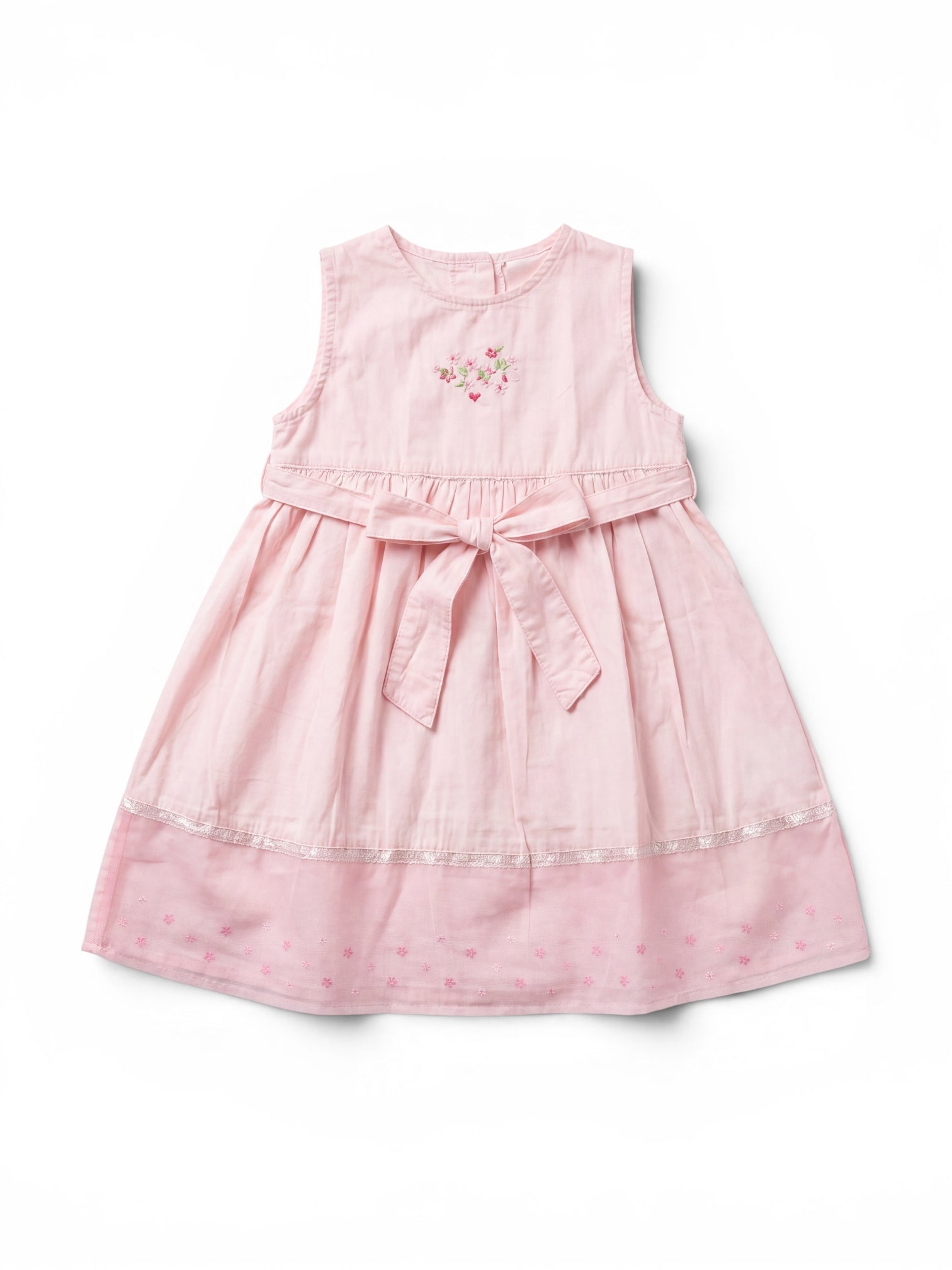 Kleid Rosa Blumen-Stickerei Schleife