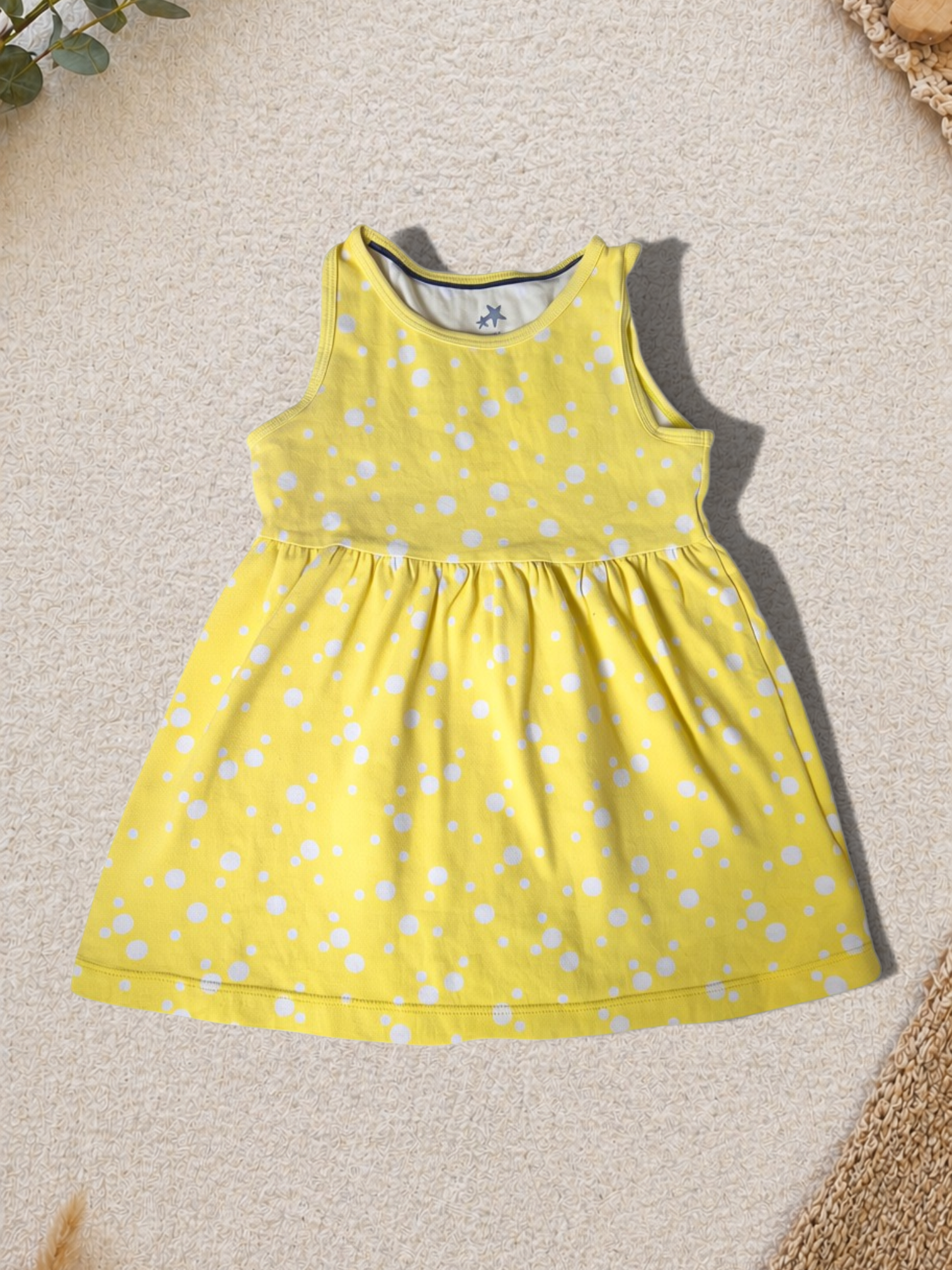 Kleid Gelb Punkte-Allover