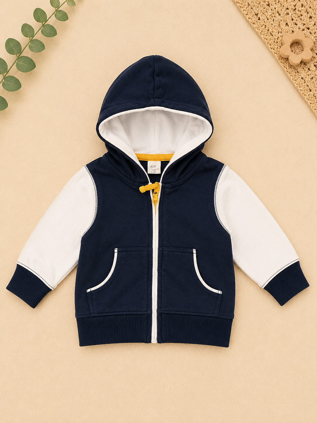 H&M Sweatjacke Navy & Creme
