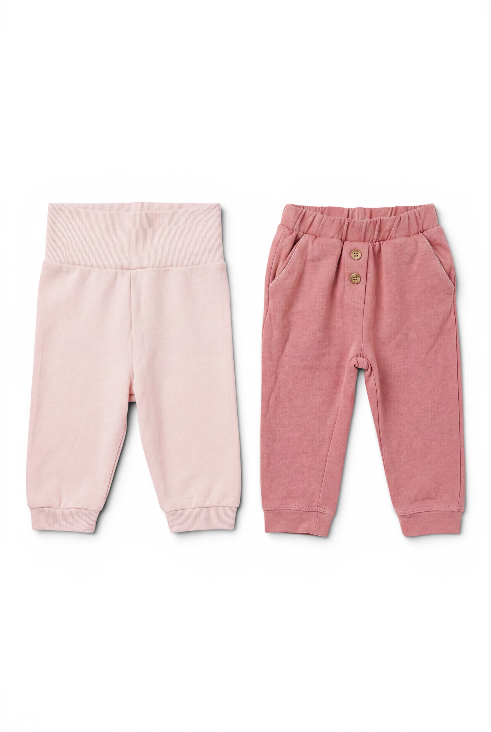 Lieblingsstücke by Bebo 2er-Set Babyhosen in Rosa mit elastischem Bund, Knöpfen und bequemen Rippbündchen.