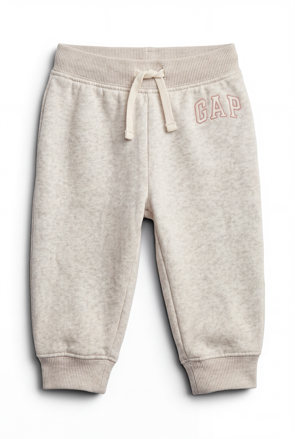 Lieblingsstücke by Bebo GAP Baby Jogginghose in Beige mit elastischem Bund, Kordelzug und Logo-Stickerei.