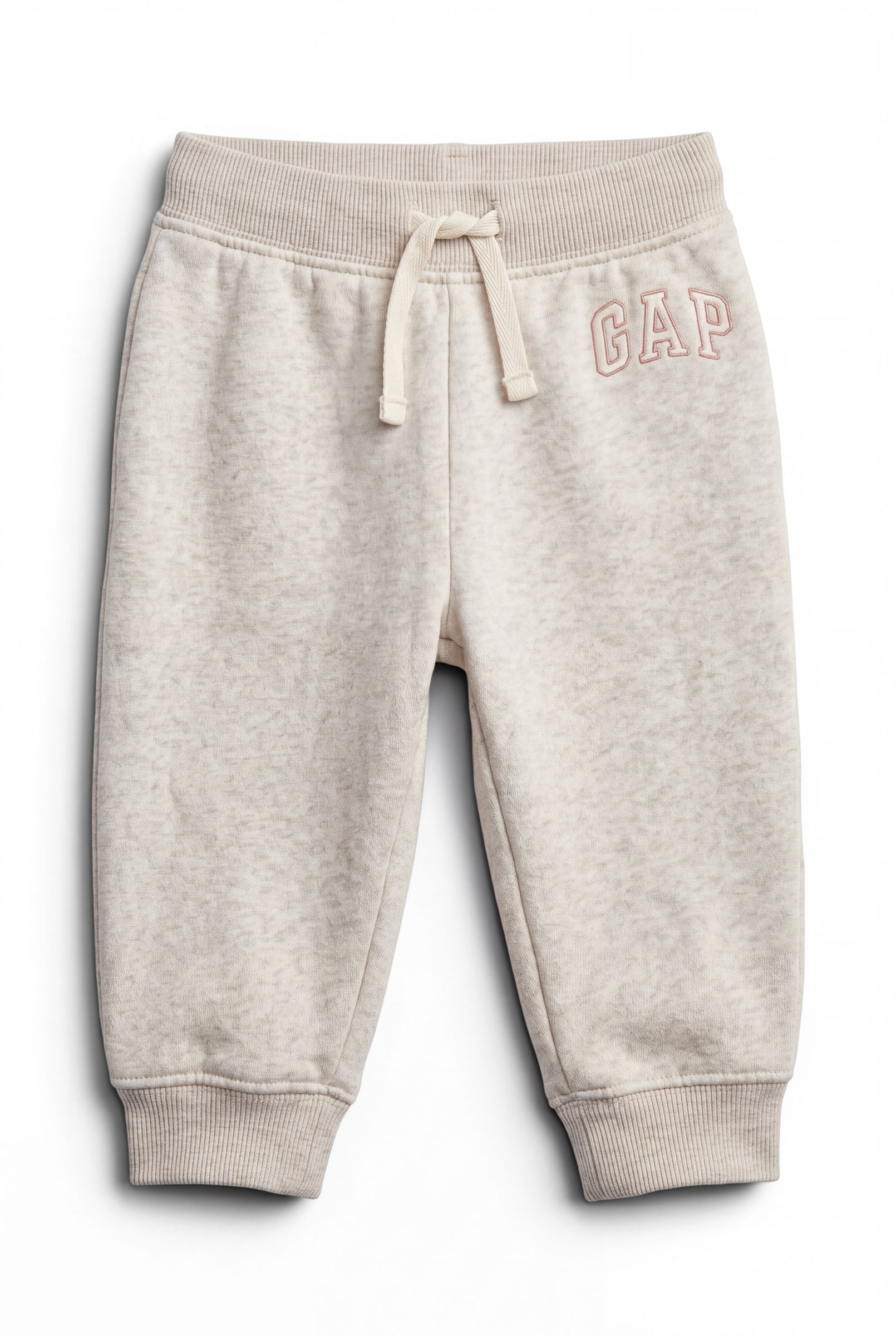 Lieblingsstücke by Bebo GAP Baby Jogginghose in Beige mit elastischem Bund, Kordelzug und Logo-Stickerei.