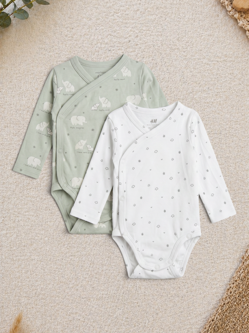 H&M/C&A 2er-Pack Wickelbody Elefant & Wolken
