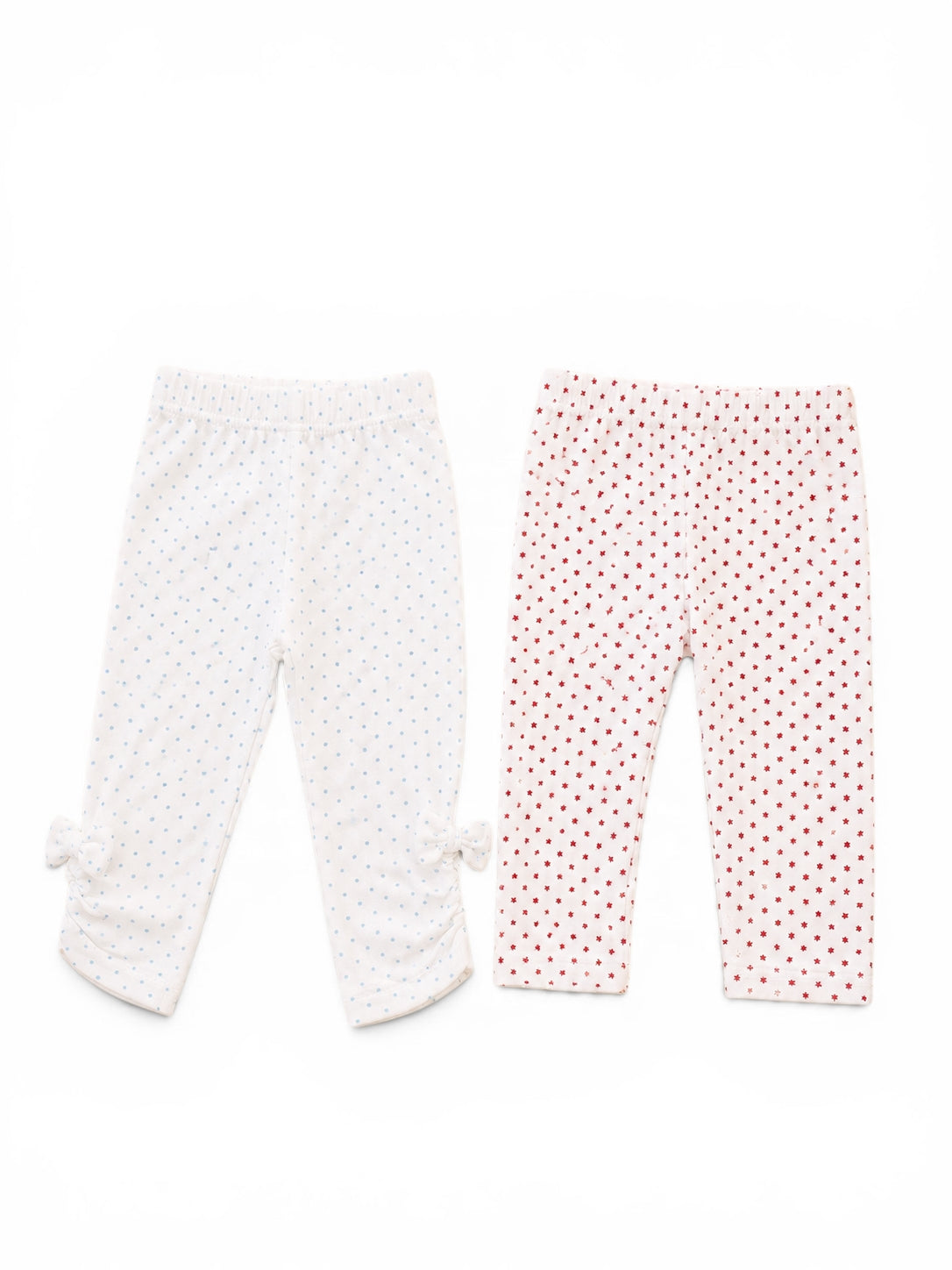 2er-Pack Leggings Weiss Punkte & Creme