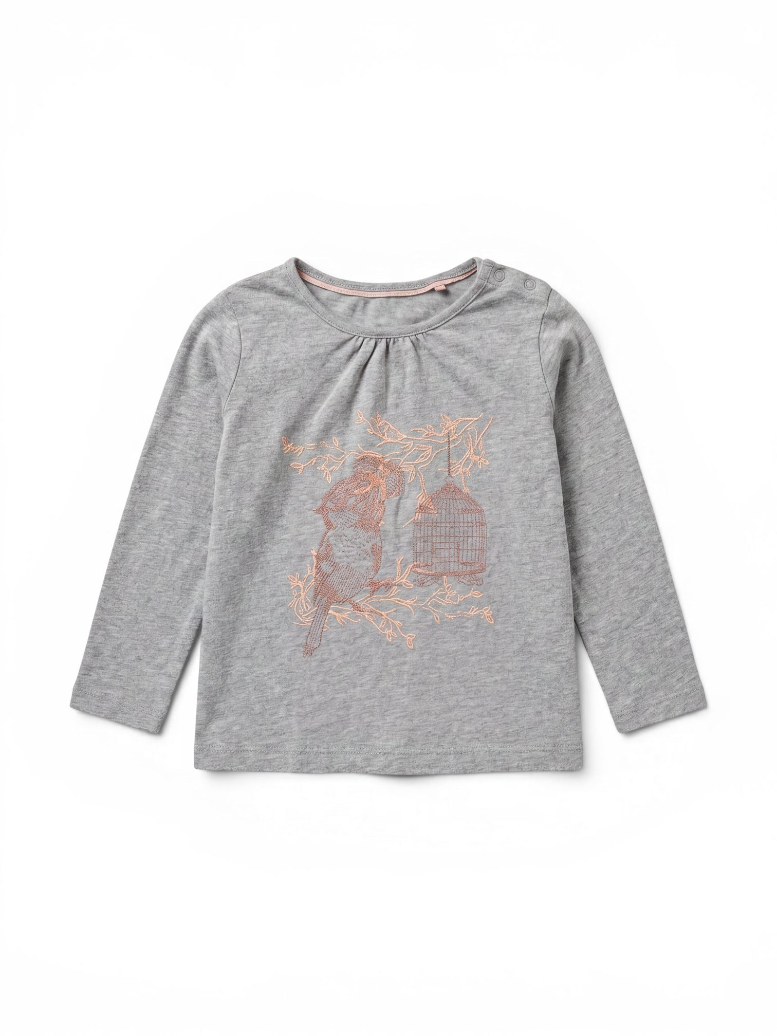 Langarm-Shirt Grau Vögel Käfig