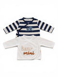 Absorba 2er-Pack Wickelshirt Navy Gestreift & Weiss Bear Mini