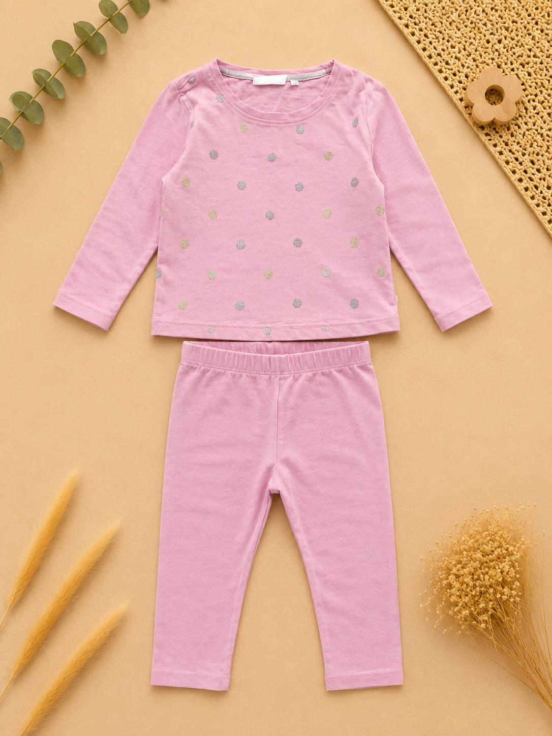 Set Langarmshirt & Leggings Rosa