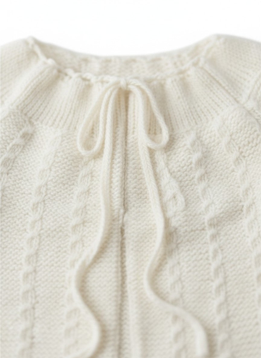 Strickjacke Creme Zopfmuster