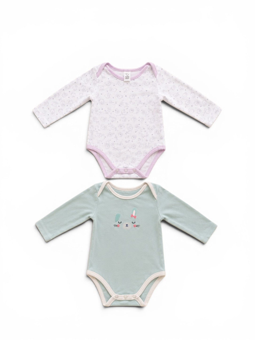C&A 2er Baby-Bodys Langarm Sternchen & Häschen